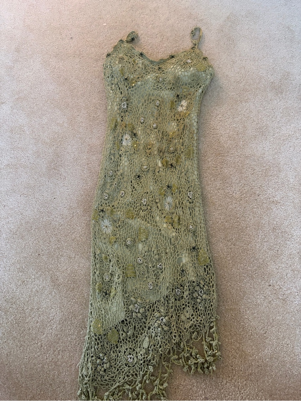 Olive Green Crochet Dress